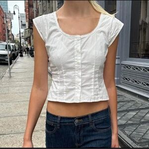 Brand New White Brandy Melville Matilda Women's Top Blouse Size XS/S